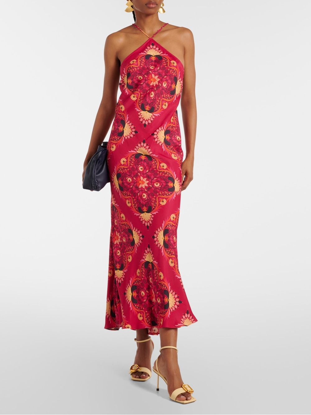 FARM Rio Red Halter-Style Printed Maxi Dress